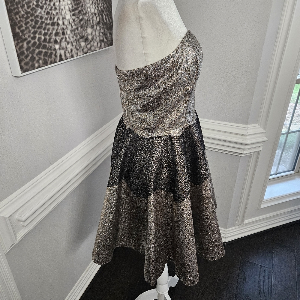 Anthropologie Sachin and Babi Foil Brocade Mini Dress size 8 black and gold - Picture 10 of 16